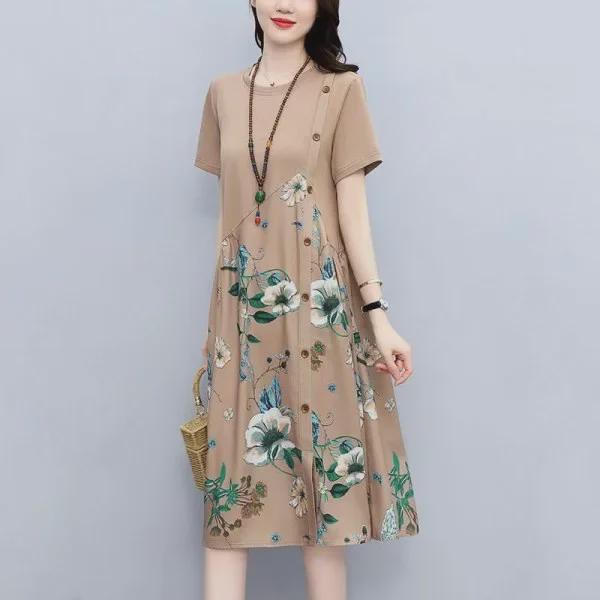 Léto 2022, dámské volné šaty do A s retro potiskem: Lichotivé, ležérní a lehké