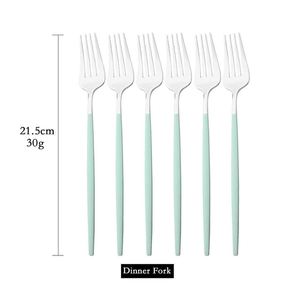 6Pcs Colorful Cutlery Set Stainless Steel Dinner Fork Set Dessert Cake Fork Fruit Salad Fork Tableware Set Kitchen Flatware Set