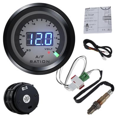 Medidor de Relación Aire/Combustible 52mm 12V Medidor AFR con Sensor de Oxígeno O2 Volímetro Digital Pantalla Medidor de Aire/Combustible para Vehículo Accesorios para Coche