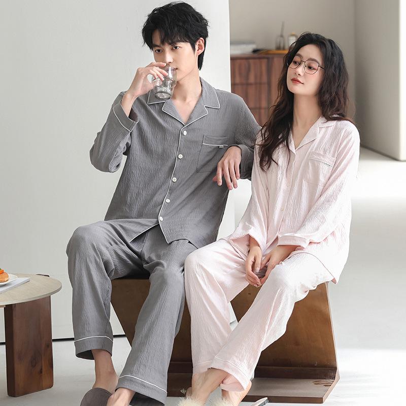 Couple pajamas women's spring and autumn thin long-sleeved cloud cotton Korean version Internet celebrity one man and one woman summer loungewear suit