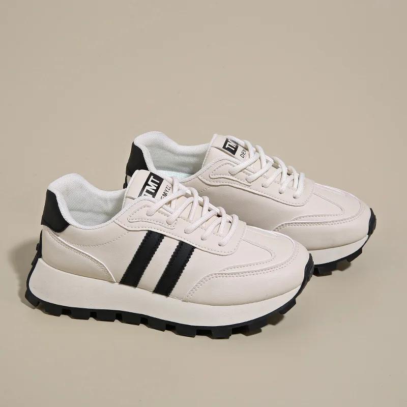 

2025 Новая женская спортивная обувь Корейская версия Легкая износостойкая тренировочная обувь Модная повседневная женская обувь 35 бежевый