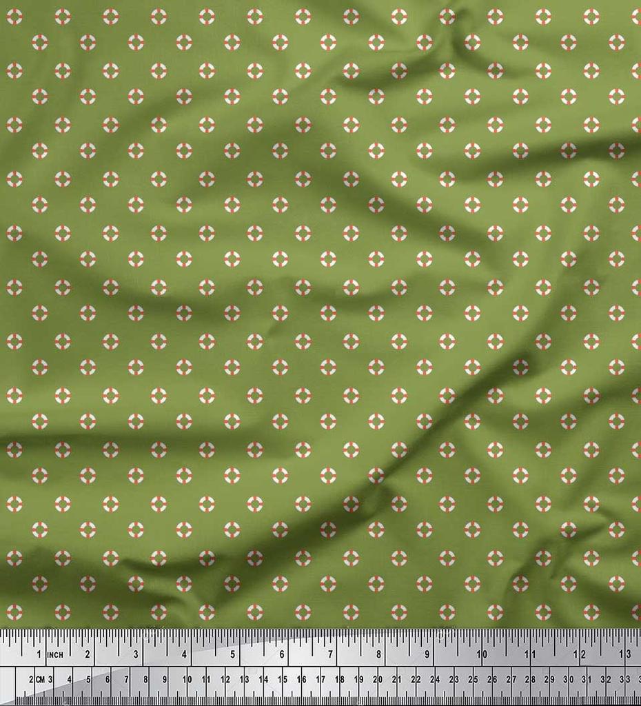 Soimoi Japan Crepe Satin Fabric Swimming Ring Small Printed Craft Fabric by the metre 42 Inch