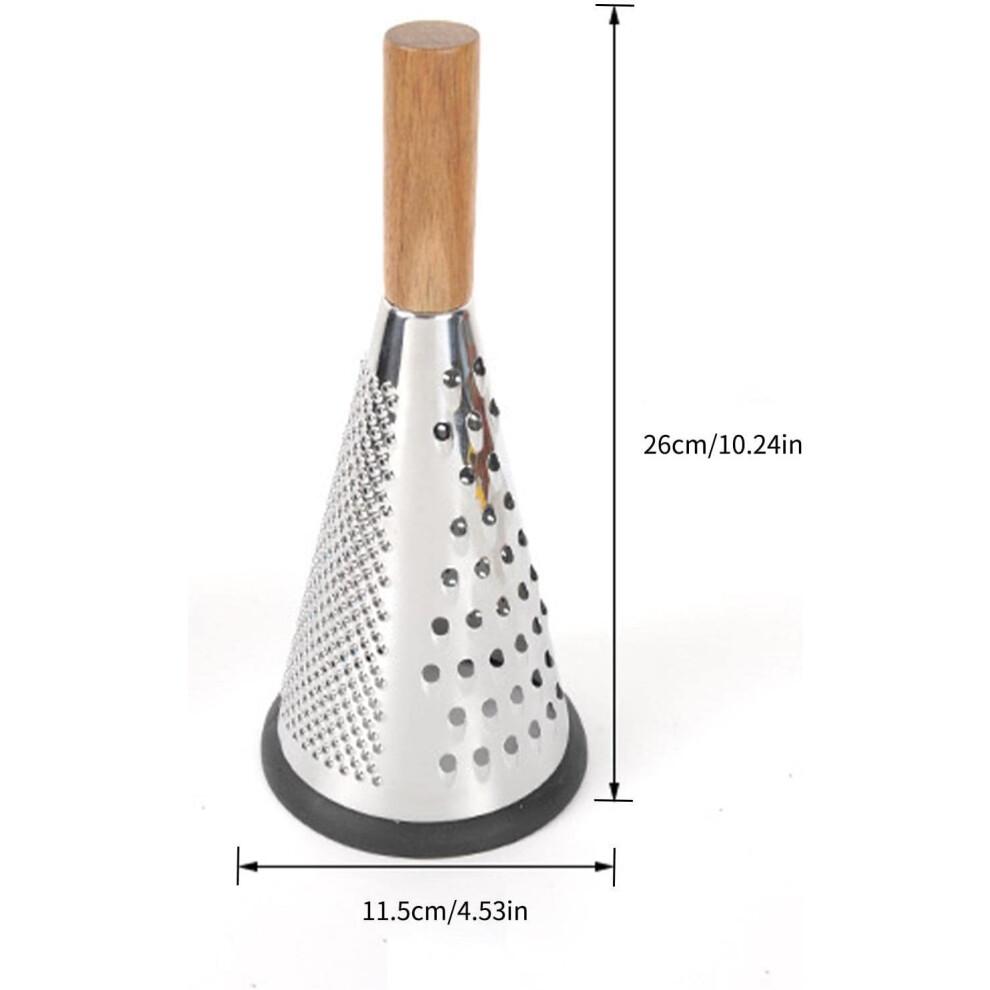 Cheese Grater with Handle - 8 Inch Stainless Steel Cone Grater for Parmesan Cheese, Vegetables, Ginger, and Chocolate