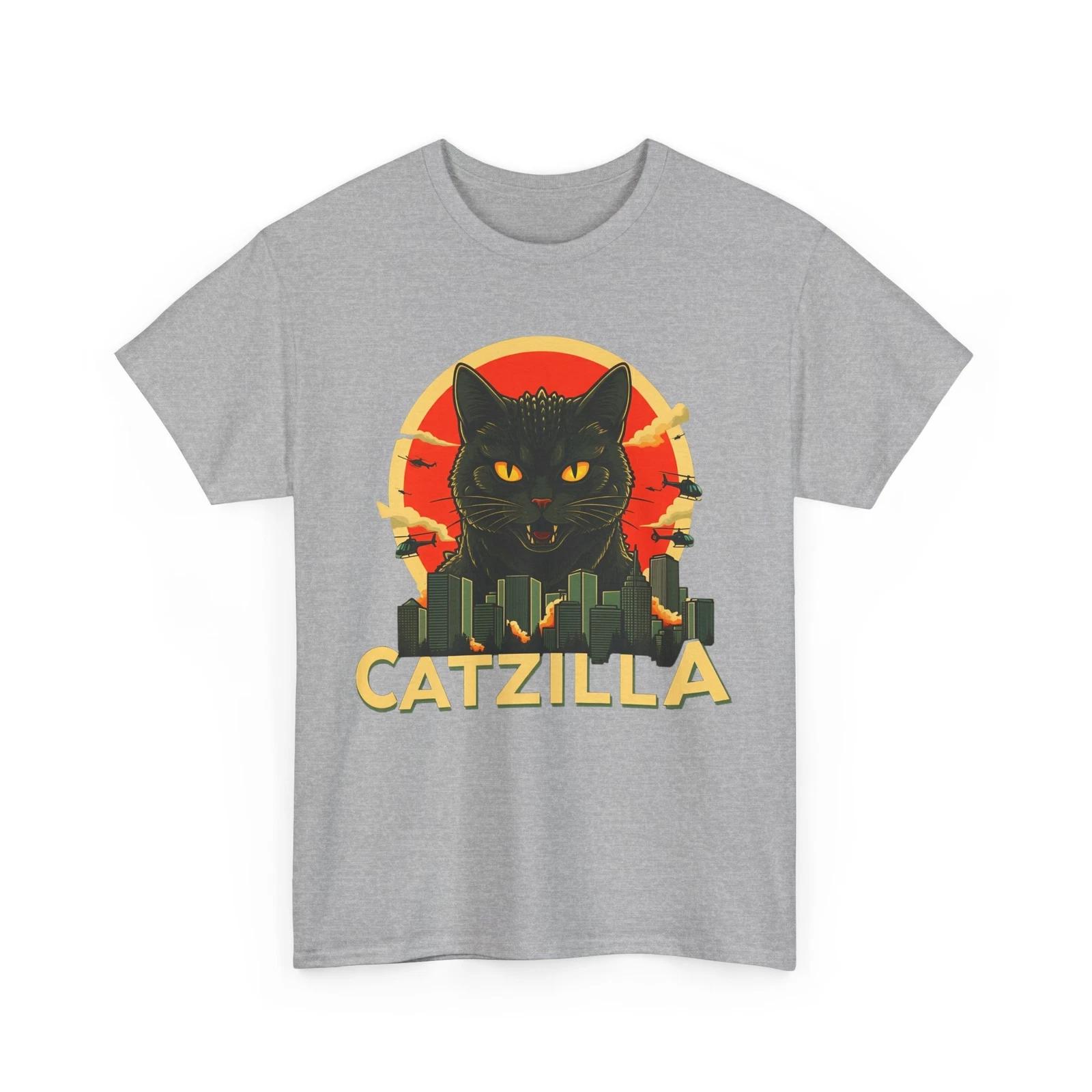 Catzilla Cat Monster T-Shirt – Funny Godzilla Cat Graphic Tee 3XL