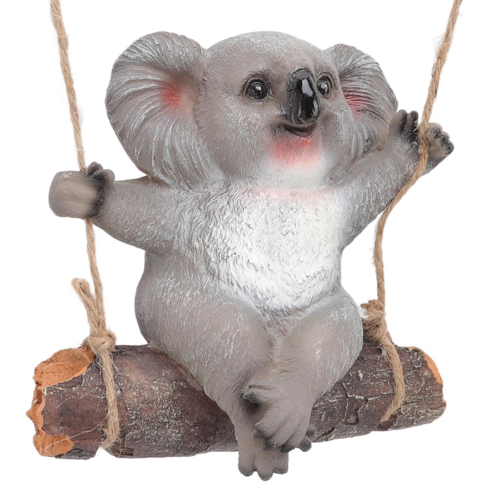 Rzeźba Koali na Huśtawce Kreskówkowa Syntetyczna Żywica Figurki Zwierząt Dekoracja do Dekoracji Ogrodu Akcesoria