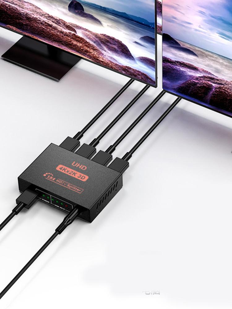 4K 30HZ HDMI-compatible Signal Distributor 1080P Dual Display Converter 1 in 4 Out Video Switcher 3D HDCP for HDTV DVD PS3 Xbox