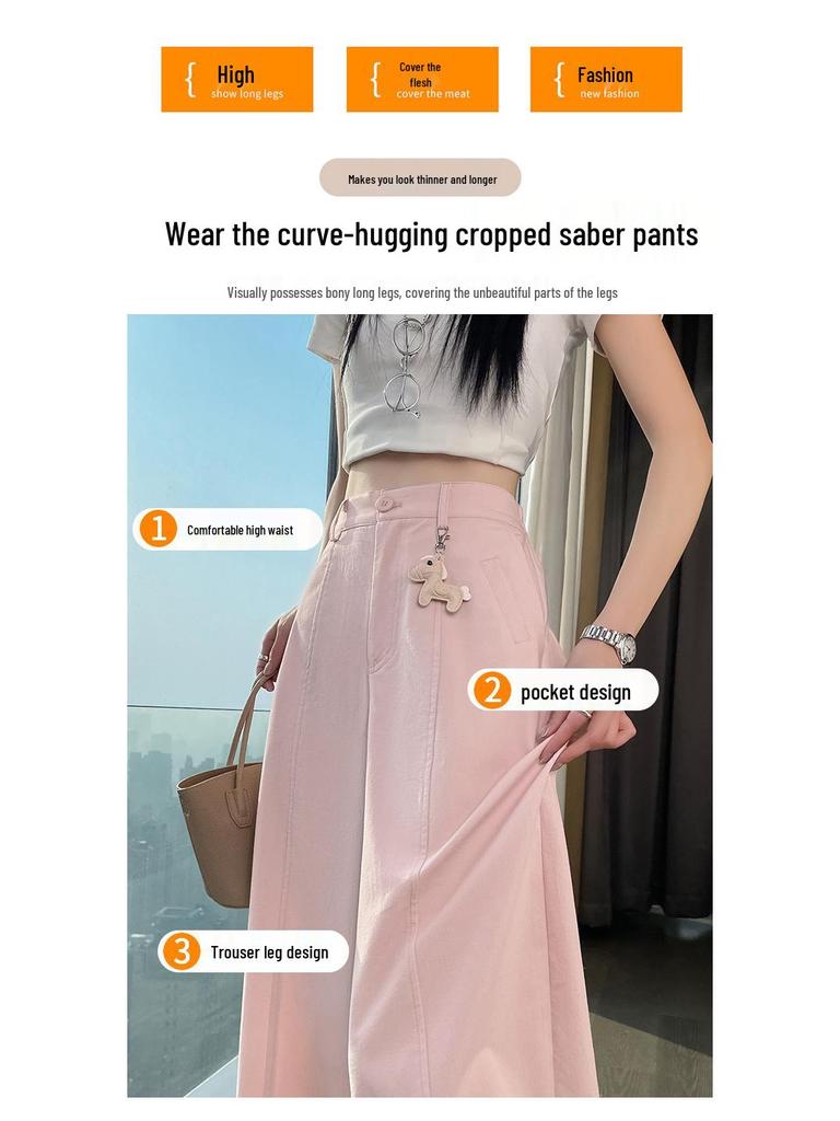 Women's High-Waisted Slimming Cropped Wide-Leg Trousers for Spring 2026 - Pear Shape Fit
