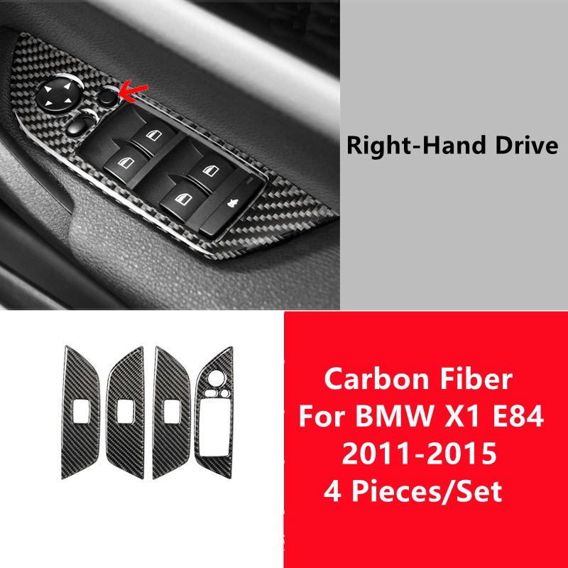 Carbon Fiber Car Inner Door Windows Control Panel Decorative Cover Trim Strips Stickers For BMW X1 E84 Car Interior