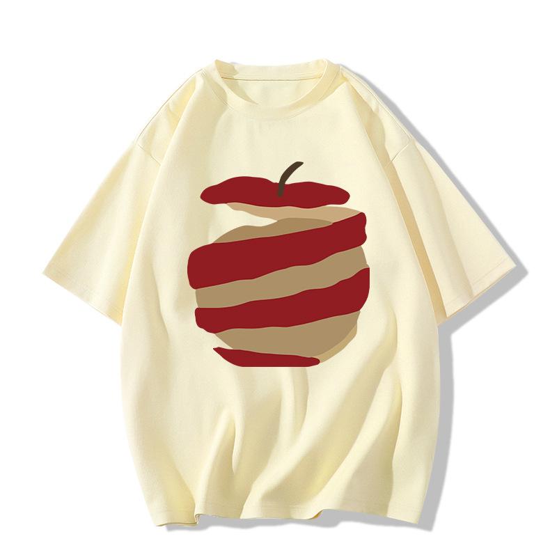Ladies Summer Short Sleeve Round Collar Casual Fruit Printed Teenager Oversize T Shirt Top