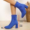 Suede thick heel short boots women's autumn and winter new large size elastic thin boots pointed high heel boots fashion socks boots