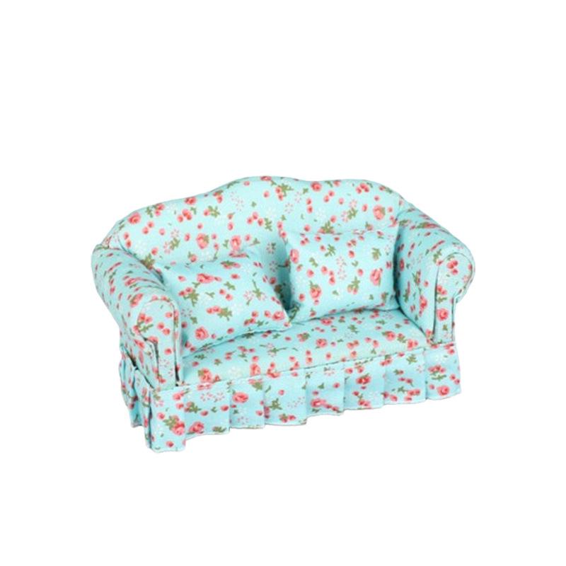 1 Set 1:12 Dollhouse Furniture Double Sitting Sofa With Pillow Kit Doll House Simulation Miniature Living Room Kids Pretend Play