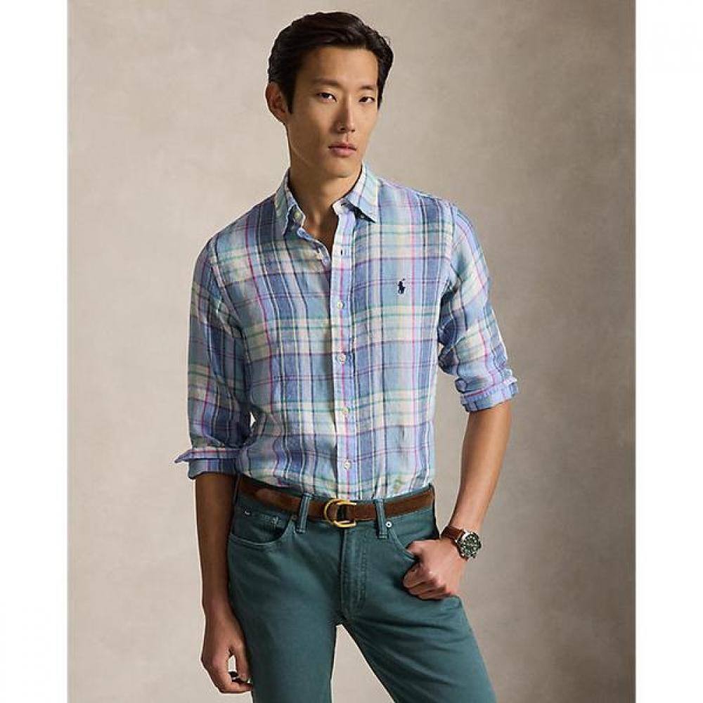Polo Ralph Lauren Men S cuStom Fit Plaid Linen Shirt Mnpowov16824991400 XXL