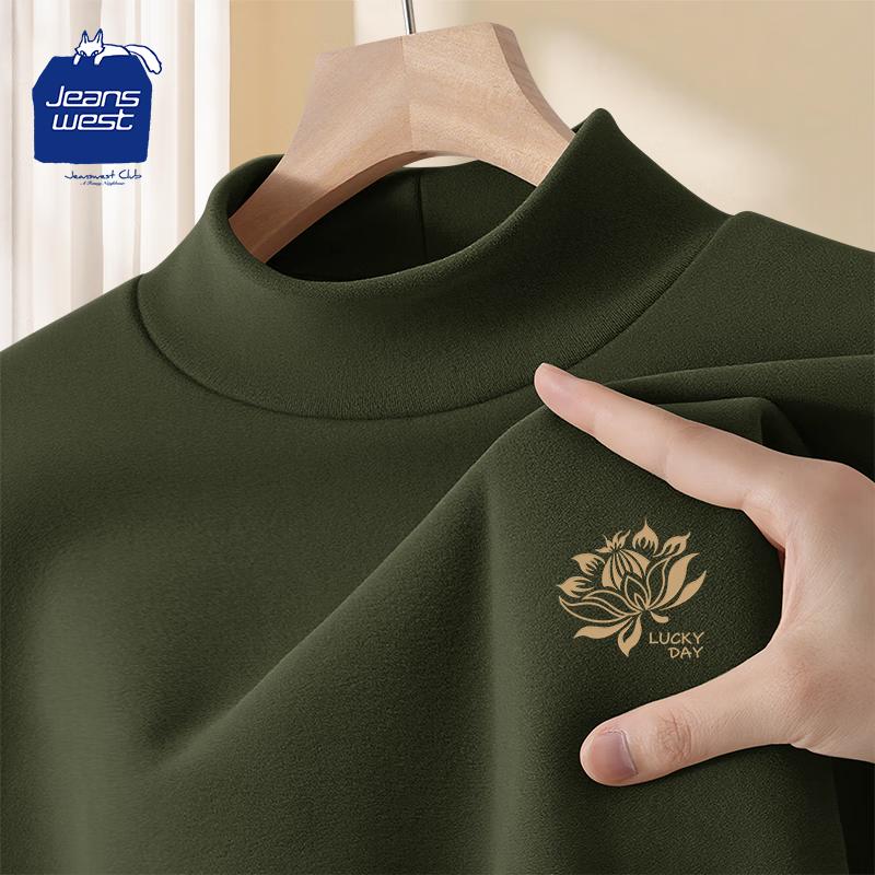 JEANSWEST CLUB Men s Fleece-Lined Turtleneck Long-Sleeve T-Shirt XL