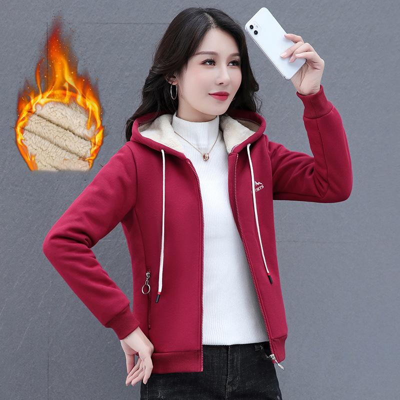 Thickened Hooded Sweatshirt Jacket Women's Autumn Winter Casual Cardigan Warm