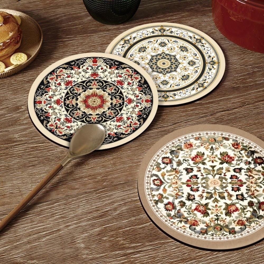 4Pcs Boho Style Pot Holders Round Heat Insulating Trivets Heat Resistant Mats Dining Table