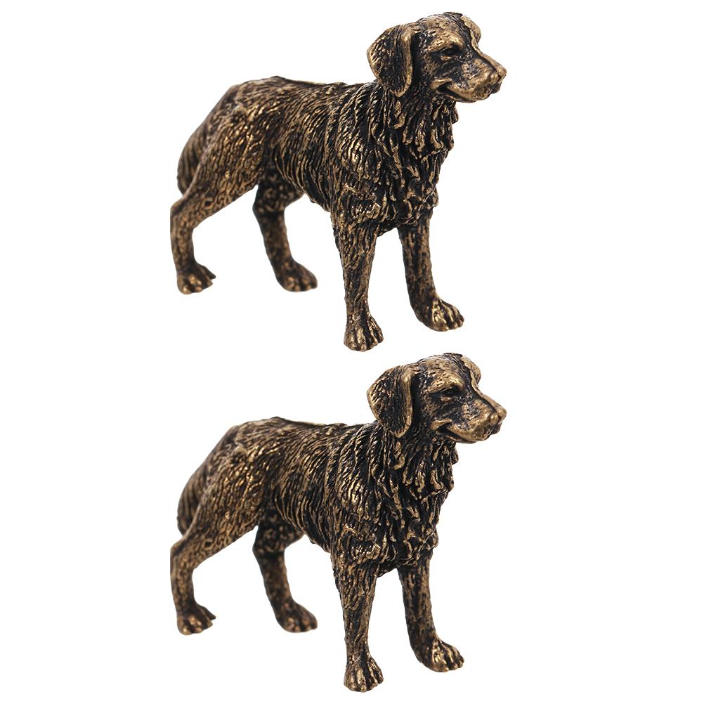 

2 шт. Украшения Скульптура Пастушья Собака Украшение Винтажная Латунная Статуэтка 4.4X3cm
