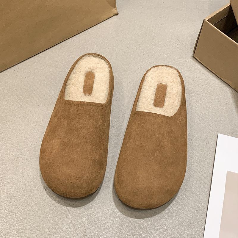 thick-soled plush fluffy shoes women's shoes wear fluffy slippers women's casual single shoes