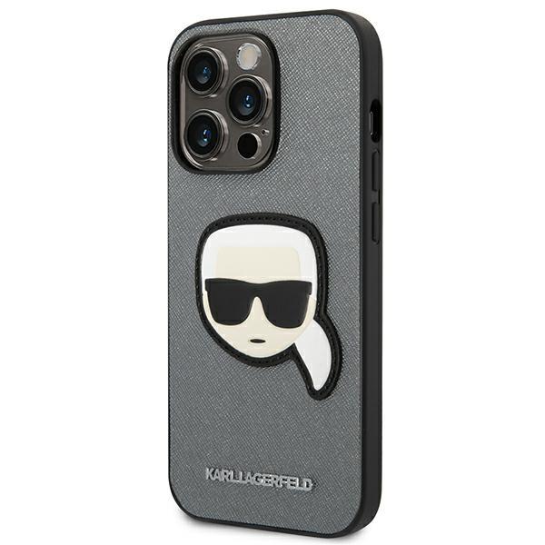 Etui do iPhone 14 Pro Karl Lagerfeld Saffiano Srebrne