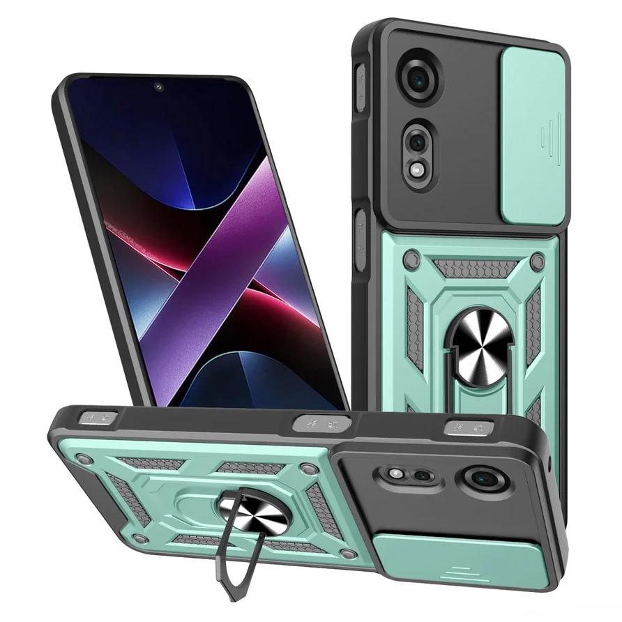 Magnetický kovový držák prstenu Kryt pro ZTE Blade A75 A55 A35 Nubia Focus Neo 3 Neo2 Posuvný objektiv Fotoaparát Nárazuvzdorný Armor Tvrdé pouzdro