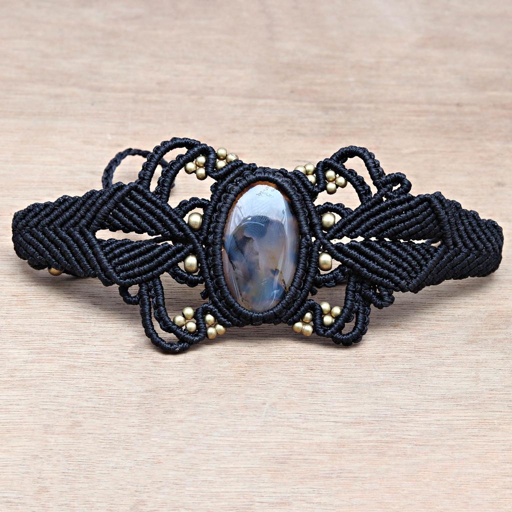 Makramee Jaspis Armband Faden Handarbeit Schmuck Anhänger Edelstein 8-10''Ad