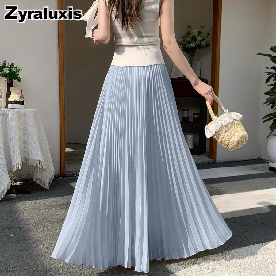 Gentle Breeze Maxi Chiffon Midi A-Line Skirt for Women Summer New Arrivals Casual Over-the-Knee Ruffles Dress
