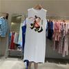 Women's Summer Cartoon Swing Sleeveless Tank Top with Halter Long T-shirt Dress