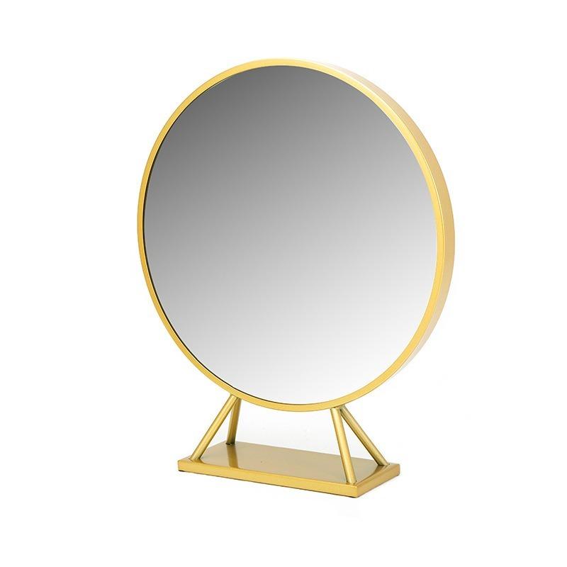 Nordic LED Makeup Mirror 3 Color Variable Light Smart Gold Metal Frame Round Desktop Dresser  Decorative  50cm MJ