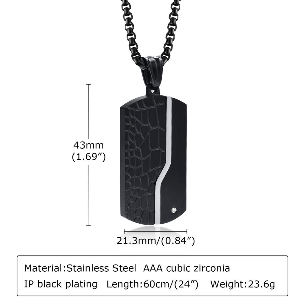 Necklace For Men Stainless Steel Zircon Inlay Geometric Pendant Black Necklace Metal No Fade Anti Rust Fashion Design Jewelry