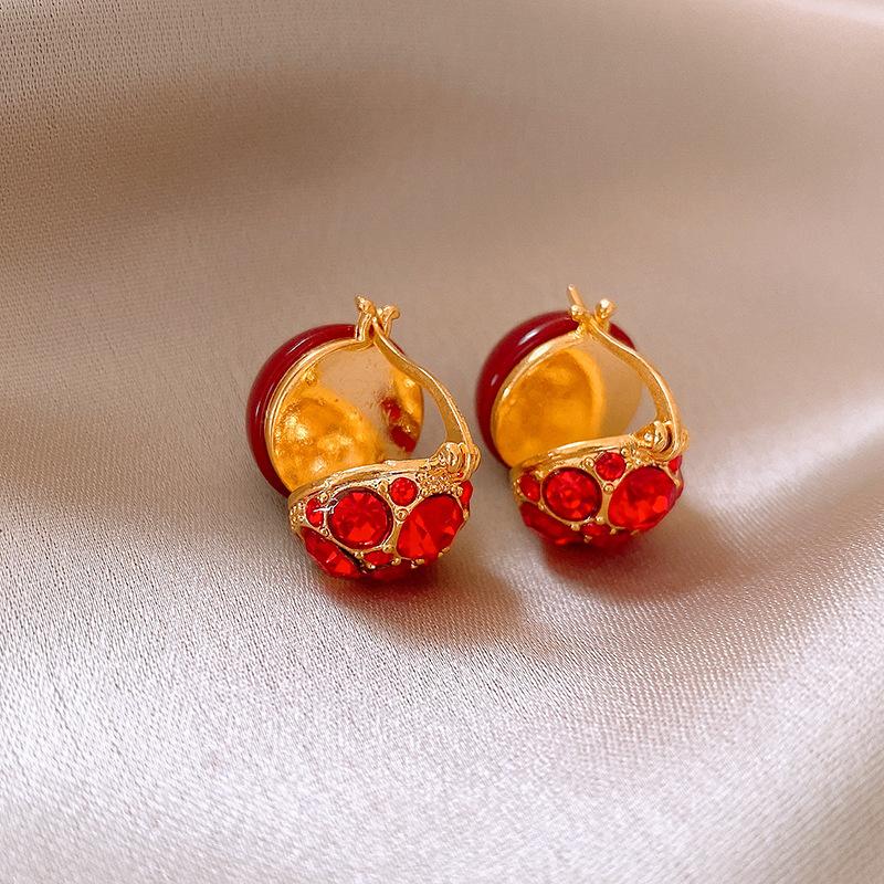 Red Love New Year's Earrings Women's Simple Festive Earrings Versatile Fashion Earrings