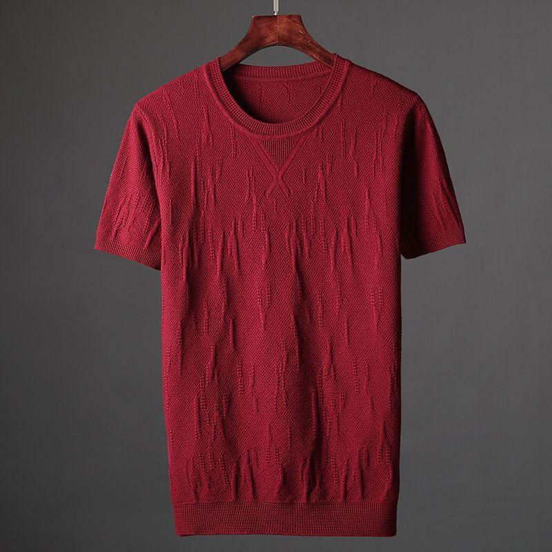 Autumn Short-sleeved Sweater for Men Plus Size  Pullover Knitting T-shirt Korean Half Sleeve Winter Inner Layering Shirt