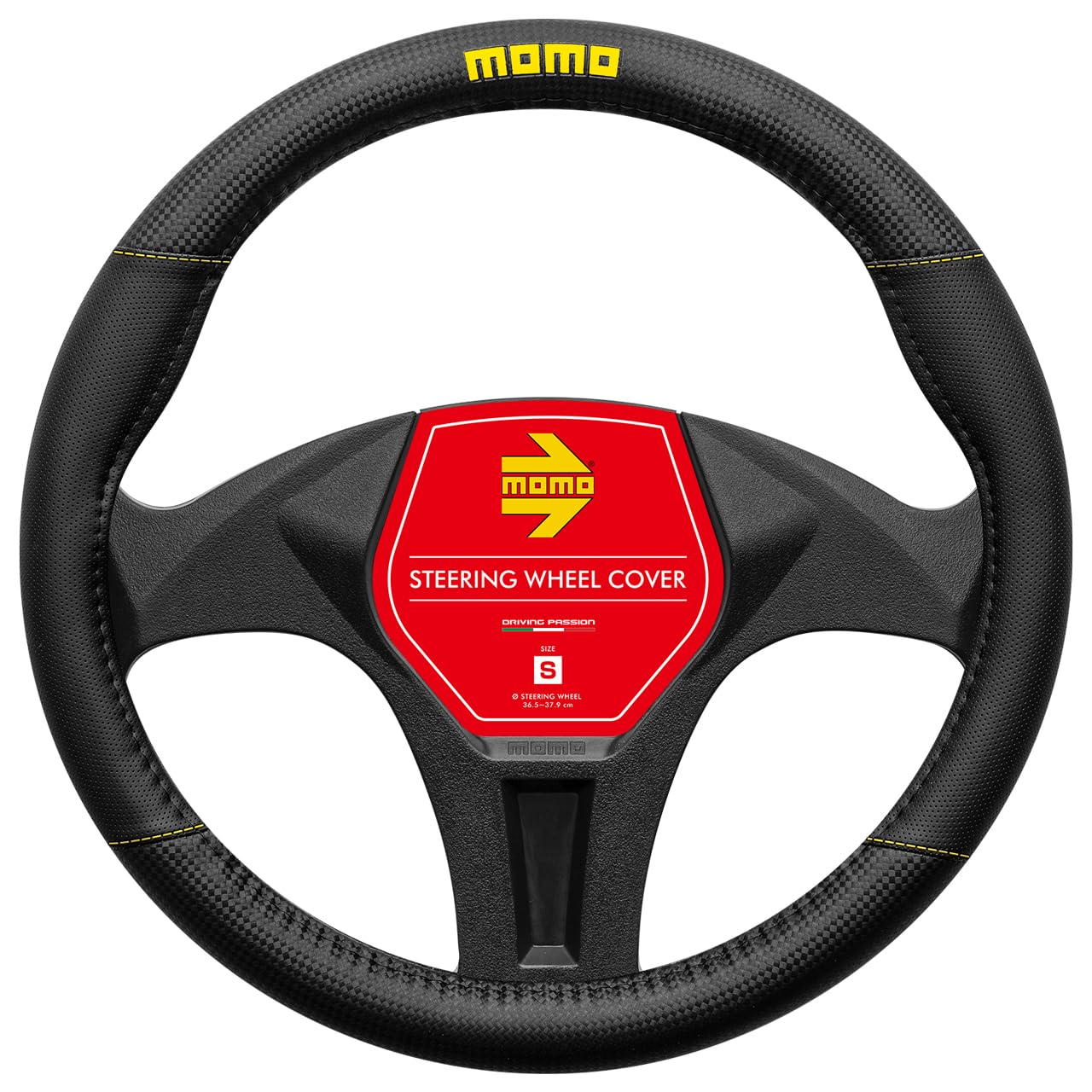

MOMO CARBON Steering Wheel Size Yellow Cover, Italy, Milan, S,