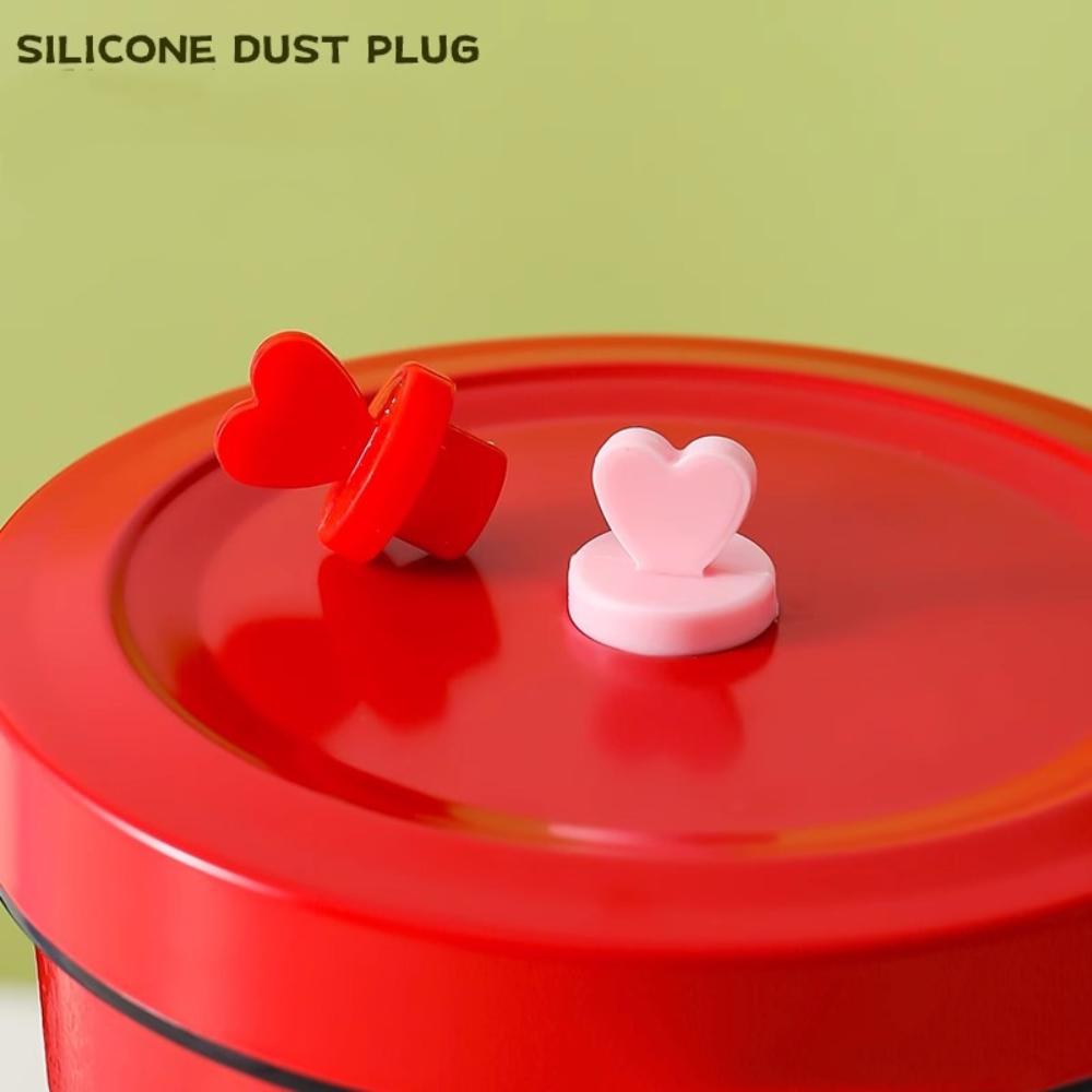 Silicone Bottle Dust Plug Love Reusable Bottle Stopper Cap Dust-proof Drinkware Decorative Glass Straw Hole Silicone Stopper