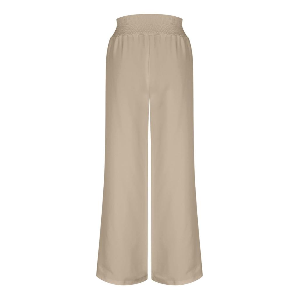 Ladies' Summer Elastic Waistband Solid Color Multi Pocket Workwear Loose Pants