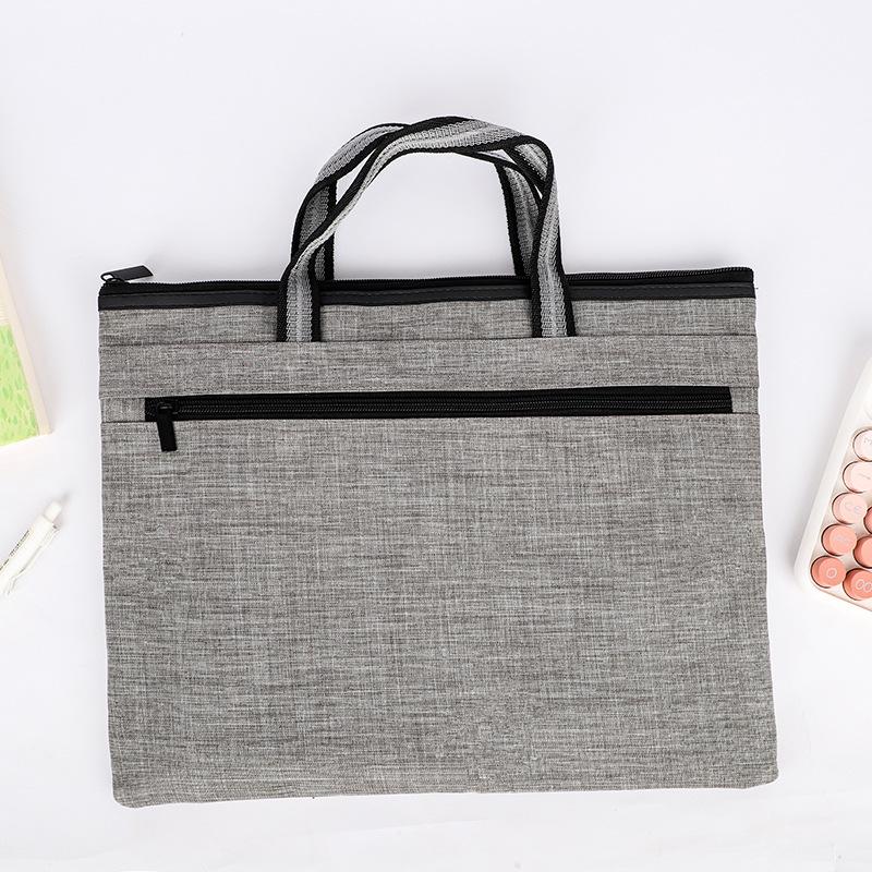 Dual Layer Oxford Business Briefcase: Lightweight, Durable Document Storage Bag with Double Zippers.