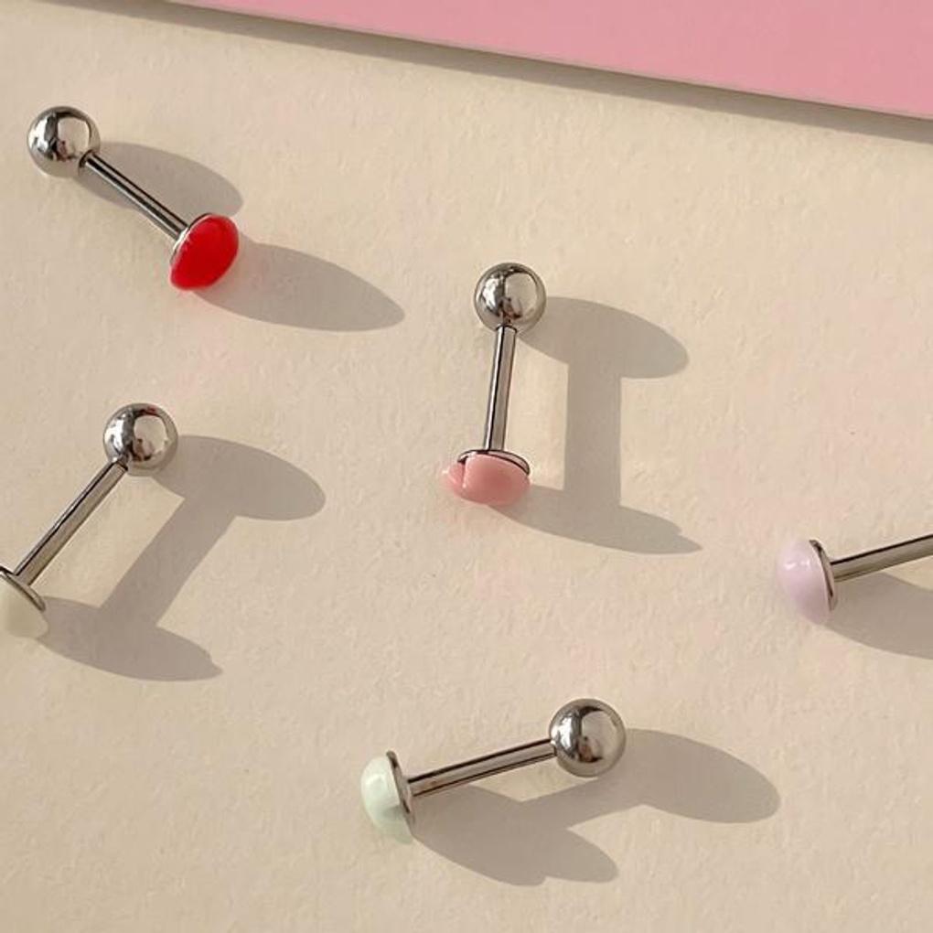 Women's Surgical Steel Cream Fondant Acrylic Heart Piercing