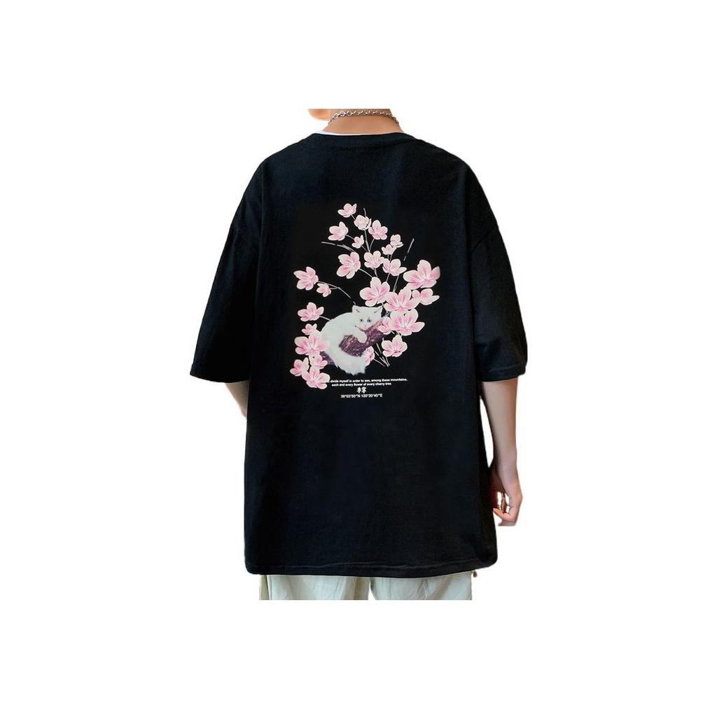 Li Ning SS22 Sakura Collection Solid Color Round Neck Casual Short Sleeve T-Shirt Unisex Tops Black AHSS917-3