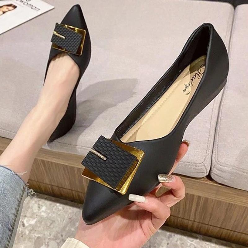 Fashion Office Pointed Toe Women's Flat Shoes Low Price Ladies Footwear Luxury Brand Chic and Elegant Lastest 2025 Summer Dress Y2k Shoe