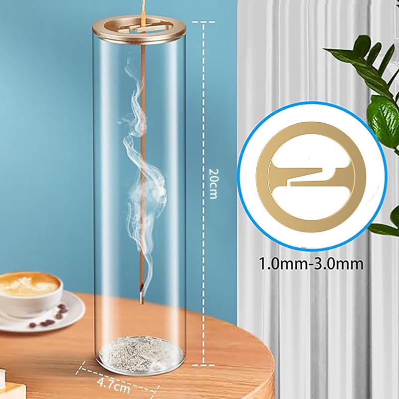 Upside Down Metal Incense Holder with Glass Container | Anti-Ash Aromatherapy Burner | Home & Club Decor