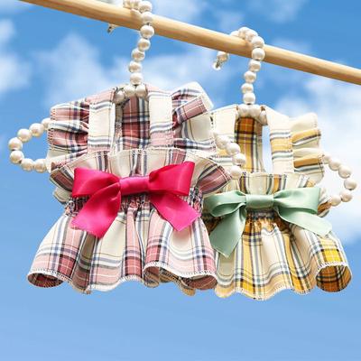 Vestito a Quadri per Cane Vestiti Carini da Principessa Gilet a Quadri per Gatto Abbigliamento per Animali Domestici di Piccola e Media Taglia Abbigliamento con Fantasia Stampata Stile Classico