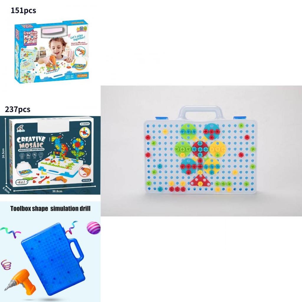 Fesselndes DIY Elektrische Bohrmaschine Schraubenmontage Puzzle Baustein Lernspielzeug für Kinder