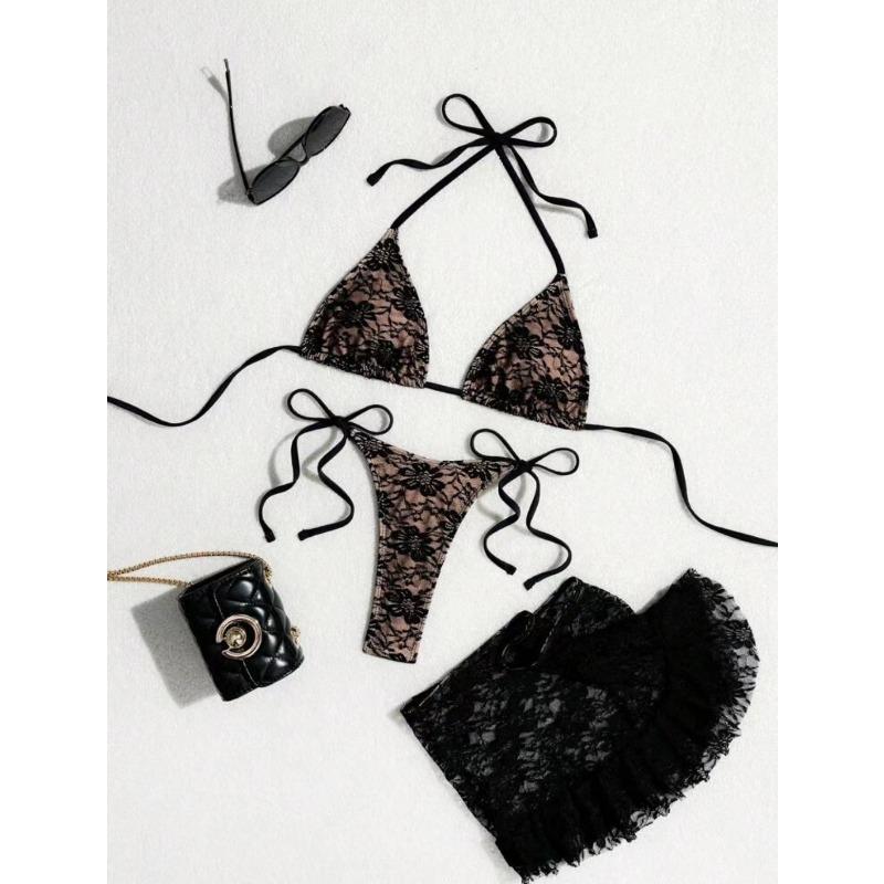 Women S Sexy Lace Multi Layer Three Piece Bikini Swimwear Set