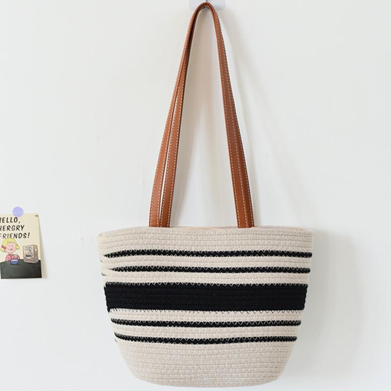 

Temperament Fashionable Woven Women s Bag Tote Spliced Single Shoulder Large Capacity PU Portable With lining upper width 37xx height 26x
