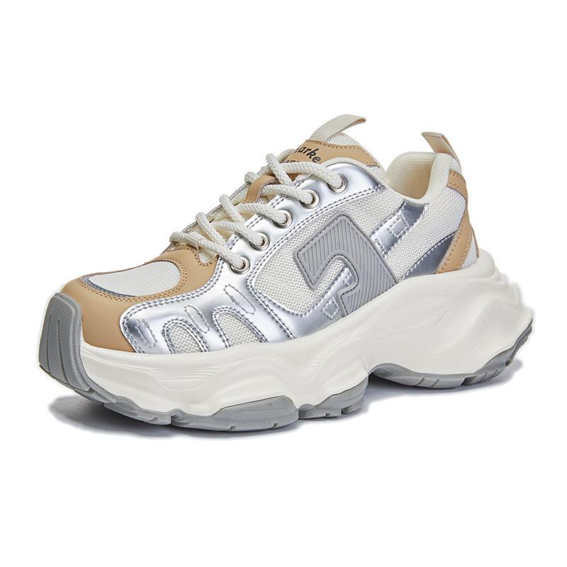 Absorbierende Sohle Leder Dad-Schuhe Damen 2025 Frühling neue Plateausohle Sportschuhe lässig vielseitig trendige Schuhe höhenverstärkende Damenschuhe