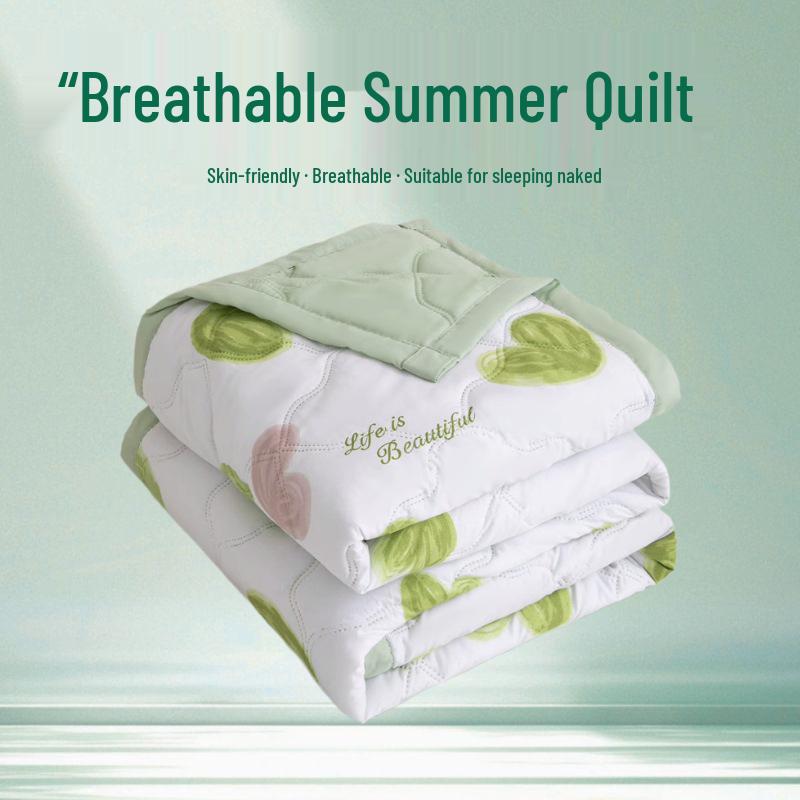 INS Skin-Friendly Washable Cotton Summer Quilt - Brushed Flannel Cooling Blanket for Dorms