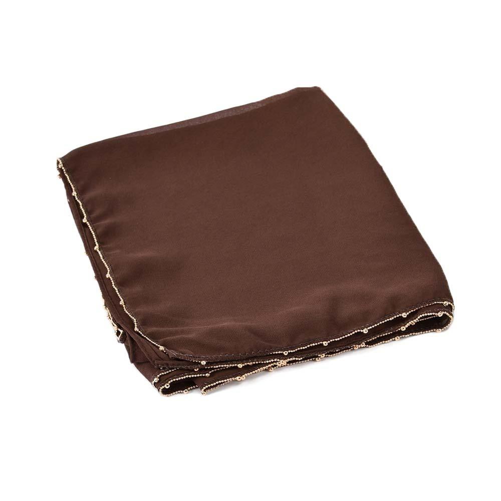 Elastic Colorful Beaded Headscarf Hijab Chiffon Large Shawl Ethnic Style Printed Tail Turban  Women