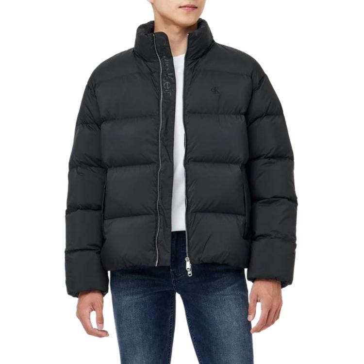 Calvin Klein Solid Color Zip High Neck Jacket Men Jackets Black J400469-BEH