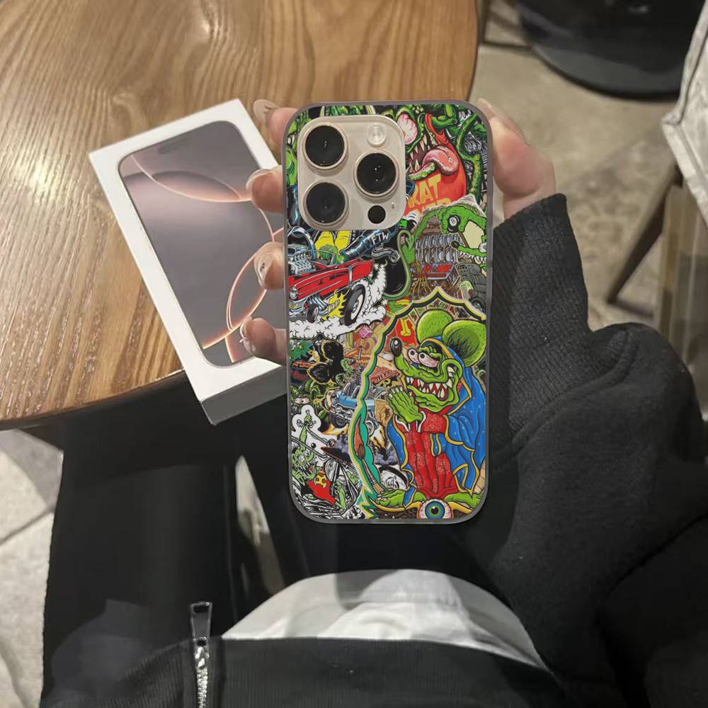 Funny Rat Fink For IPhone 15 16 17 14 13 12 11 Pro Max 16E 16 Plus 17 Air Corrugated Shockproof Phone Cover