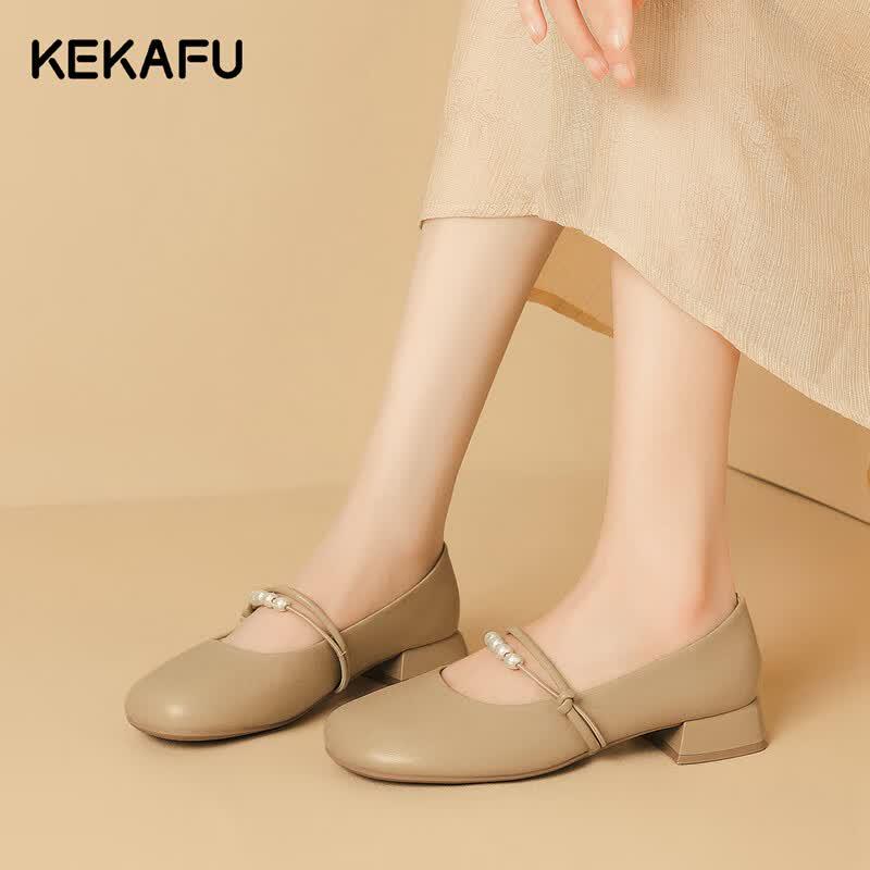 Kecaf French Mary Jane Flat Shoes 37 песочный