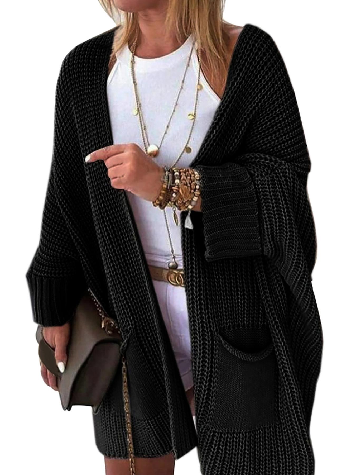 

Женская мода плюшевая молния с длинным рукавом шить теплый свитер топы пальто зимнее XL чёрный