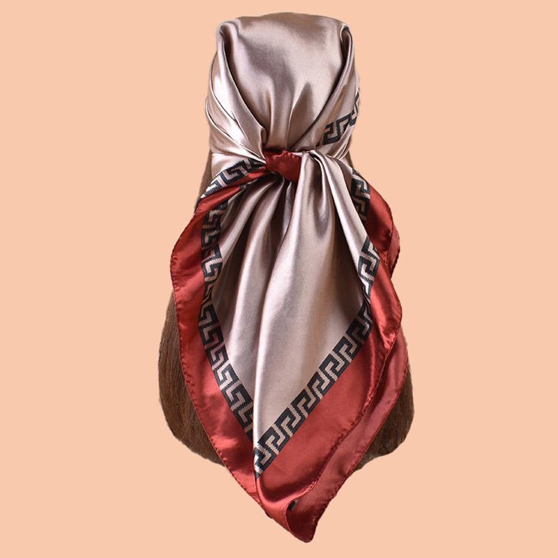 High Quality Silk Scarf Women Print Hair Neck Square Office Ladies Shawl Bandanna Muslim Hijab Handkerchief Muffler Foulard 90CM